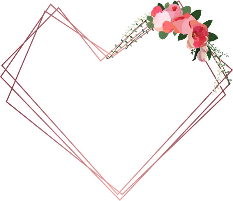Heart Flower background Decorative frame Stickdatei – Herzen & Liebe