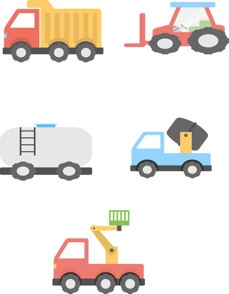 Heavy equipment Truck Icons Stickdatei – Fahrzeuge
