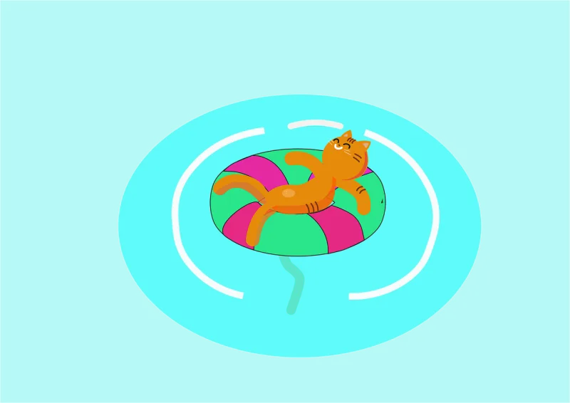 Relaxing swimming pool Cat Cartoon Stickdatei – Sport