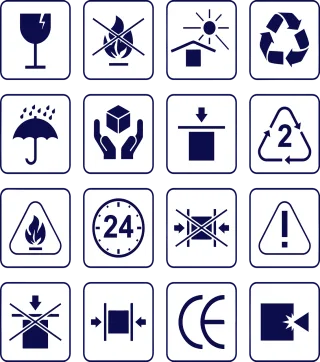 Packaging Signs Icons Stickdatei