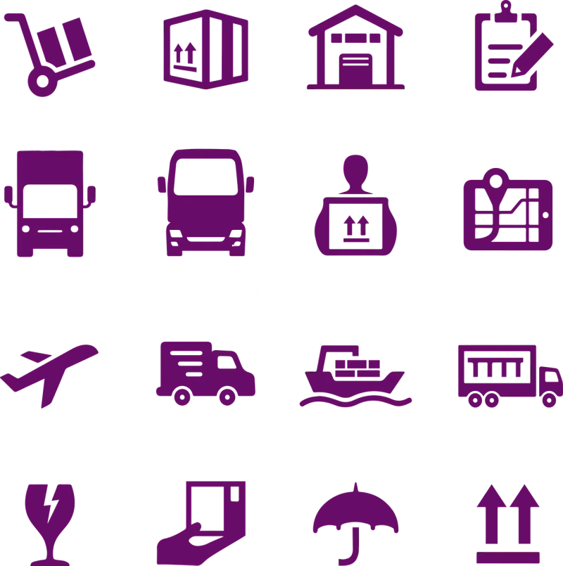 Shipping Package Icons Stickdatei – Fahrzeuge