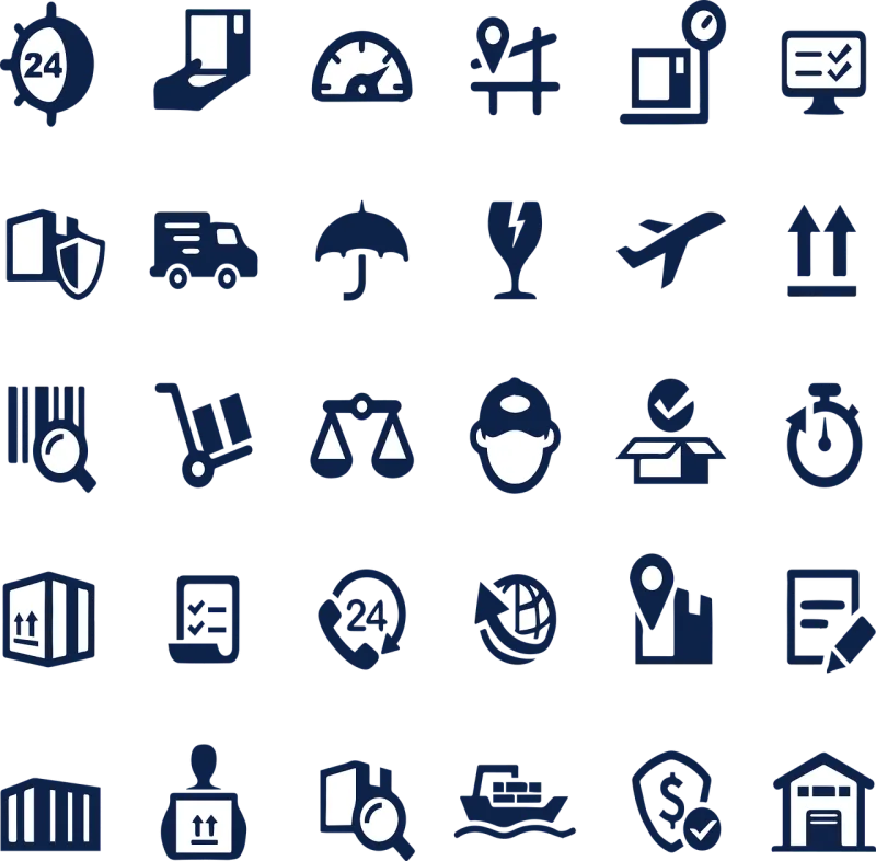 Packaging Shipping Icons Stickdatei – Fahrzeuge