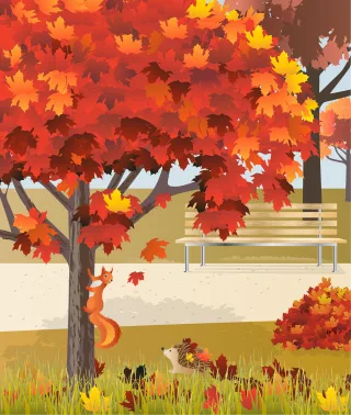 Squirrel Autumn Hedgehog Stickdatei – Tiere