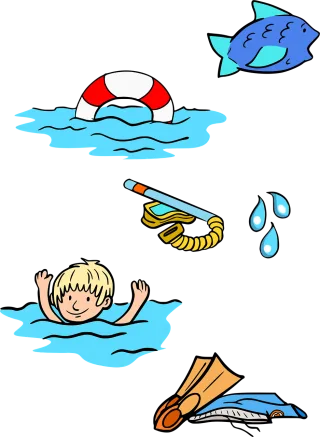 Swimming lessons Swimming course Snorkel Stickdatei