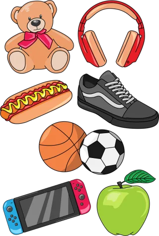 Children toys Child's things Cutout Stickdatei