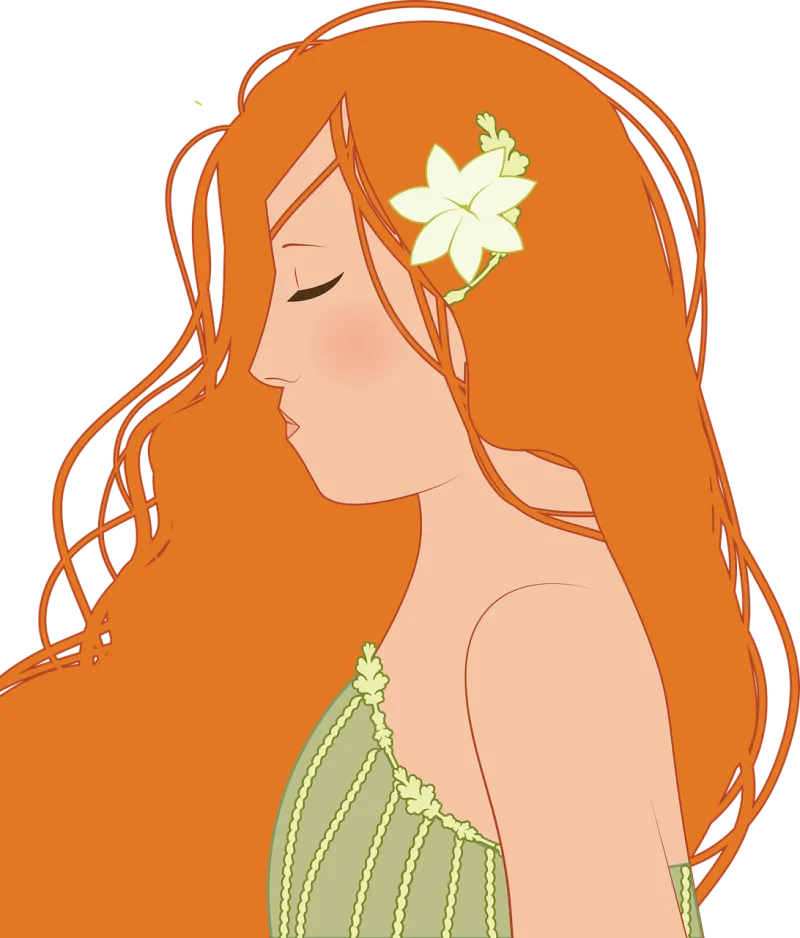 Woman Red hair Nature Stickdatei – Blumen