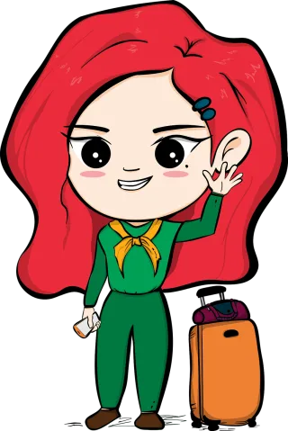 Girl Luggage Traveler Stickdatei