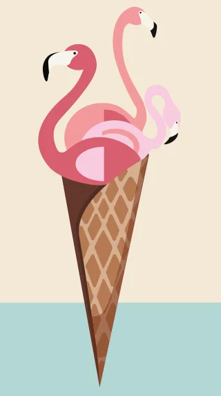 Flamingo Nature Ice cream Stickdatei