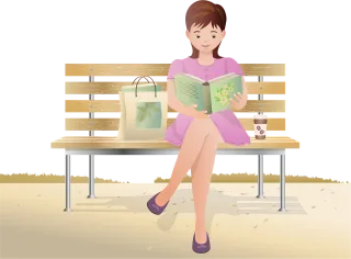 Woman Bench Read Stickdatei – Essen & Trinken