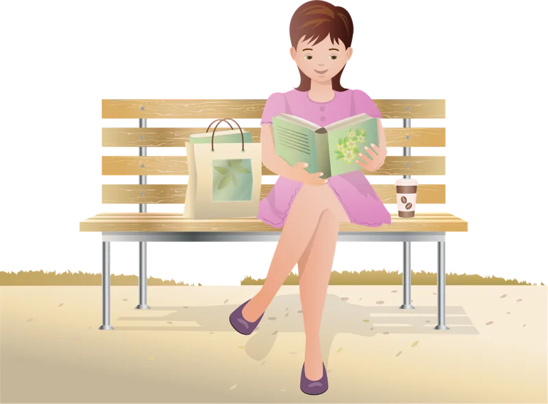 Woman Bench Read Stickdatei – Essen & Trinken