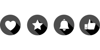 Thumbs up Like icons Heart icon Stickdatei
