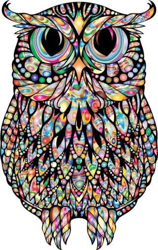Owl Psychedelic style Mandala Stickdatei