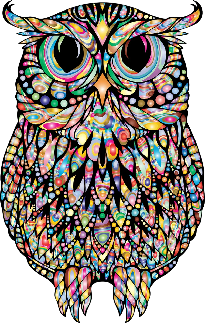 Owl Psychedelic style Mandala Stickdatei – Tiere