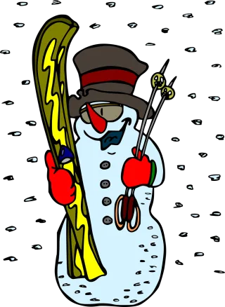 Snowman Skier Snow Stickdatei
