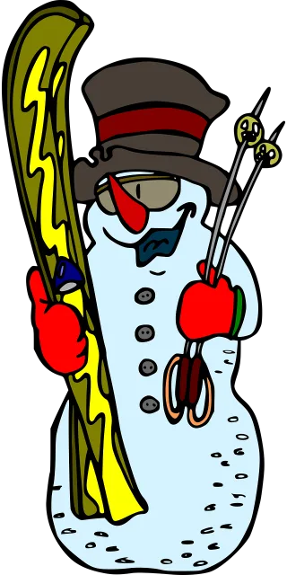 Snowman Skier Cheerful Stickdatei