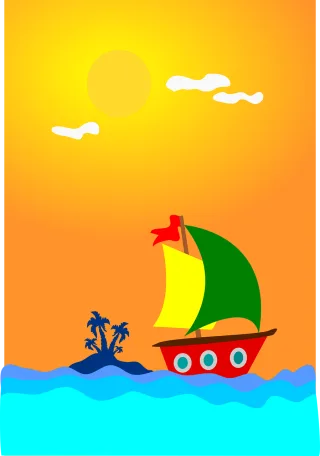 Ocean Sailing Sunny day Stickdatei – Natur