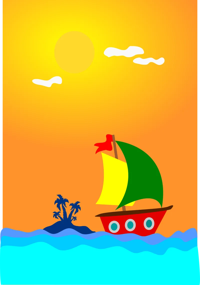 Ocean Sailing Sunny day Stickdatei – Natur