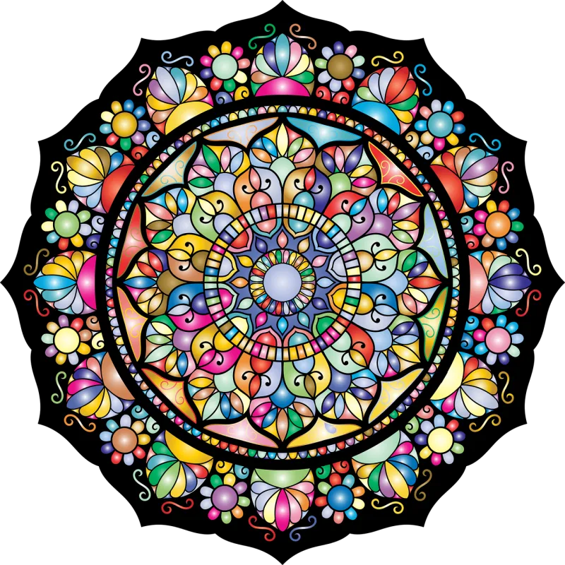 Mandala Stained glass pattern Floral pattern Stickdatei – Blumen