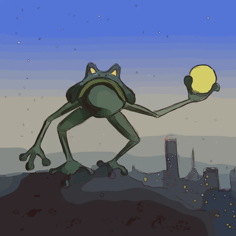 Frog Alien Moon Stickdatei – Natur