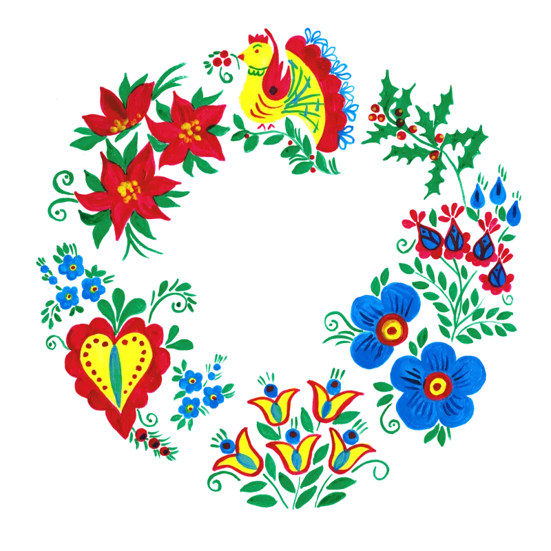 Folk art Folk frame Nature Stickdatei – Weihnachten