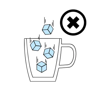 Double-walled mug Do not drop ice cubes Thin-walled glass Stickdatei – Kinder