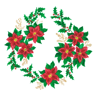 Christmas Poinsettia Wreath Stickdatei
