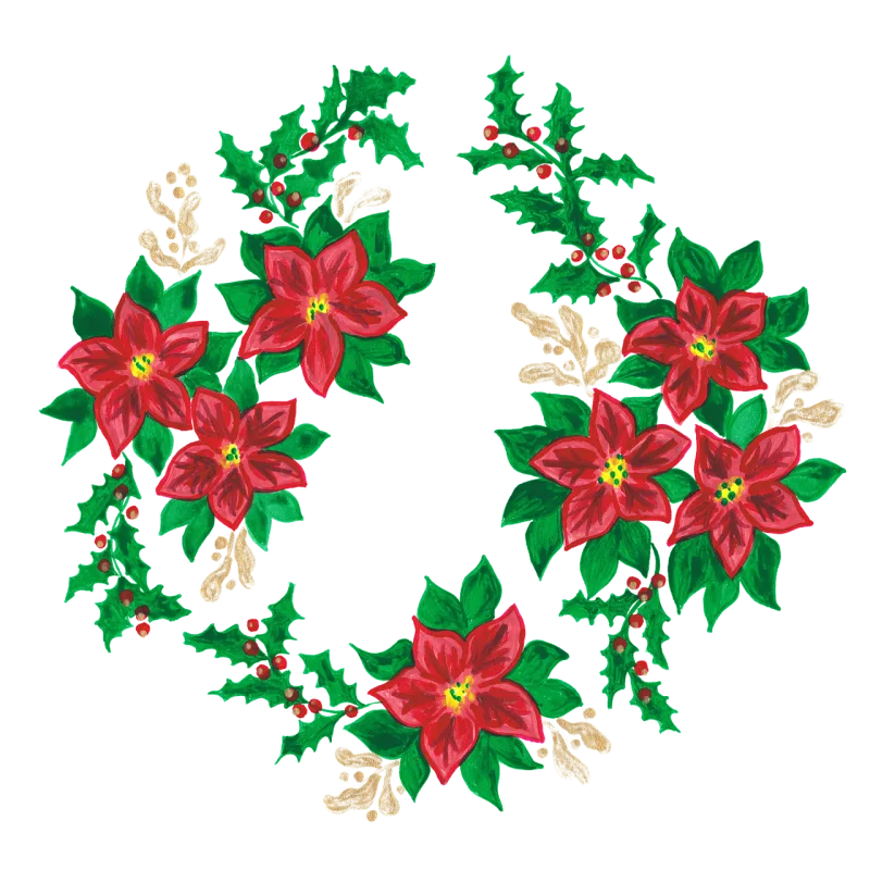 Christmas Poinsettia Wreath Stickdatei – Weihnachten