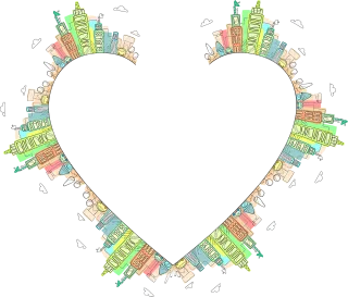 City Heart Frame Stickdatei