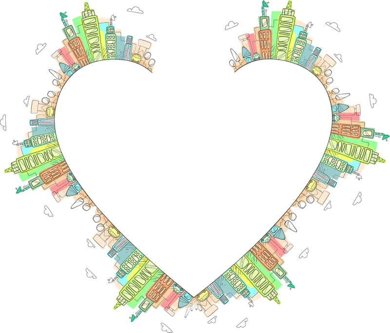 City Heart Frame Stickdatei – Herzen & Liebe