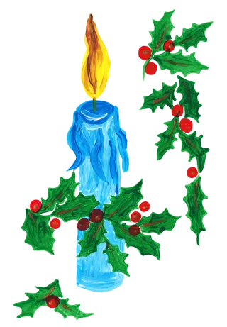 Candle Holly Christmas Stickdatei