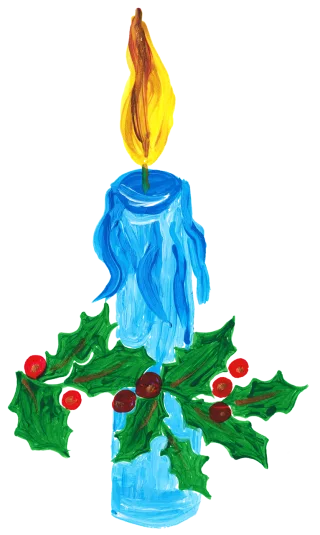 Candle Christmas Mistletoe Stickdatei