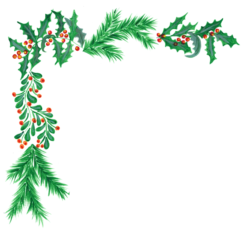 Christmas corner Watercolor Border Stickdatei – Weihnachten