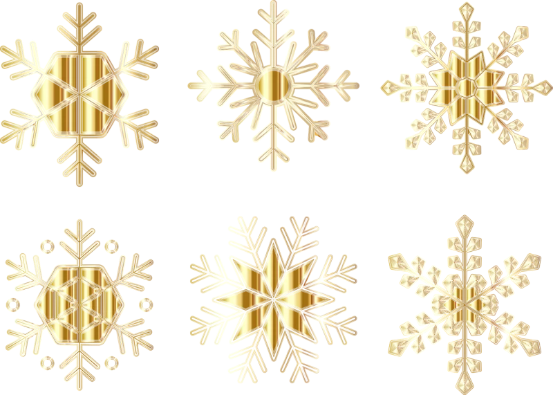 Snowflakes Gold Nature Stickdatei – Weihnachten