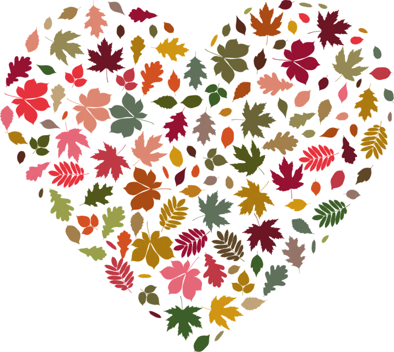 Autumn Leaves Heart Stickdatei – Natur