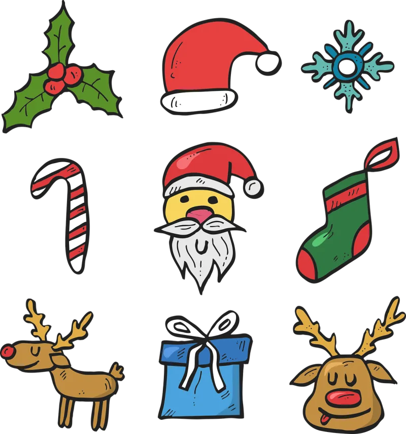 Christmas Holiday Drawing Stickdatei – Weihnachten