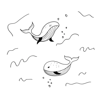 Whale Drawing Fish Stickdatei