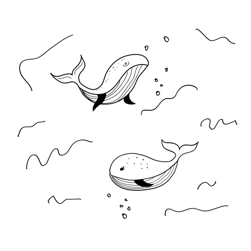 Whale Drawing Fish Stickdatei – Natur