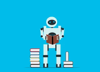 Robot Reading Machine learning Stickdatei