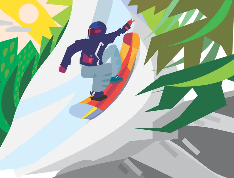 Snowboard Snowboarding Sunny Stickdatei – Natur
