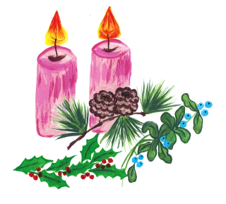 Candles Cones Mistletoe Stickdatei