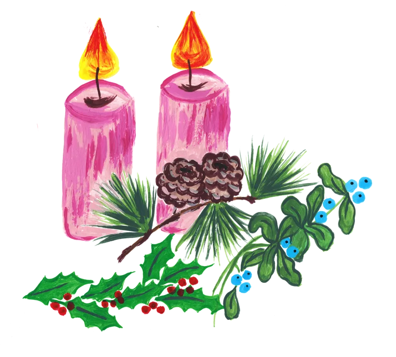 Candles Cones Mistletoe Stickdatei – Weihnachten