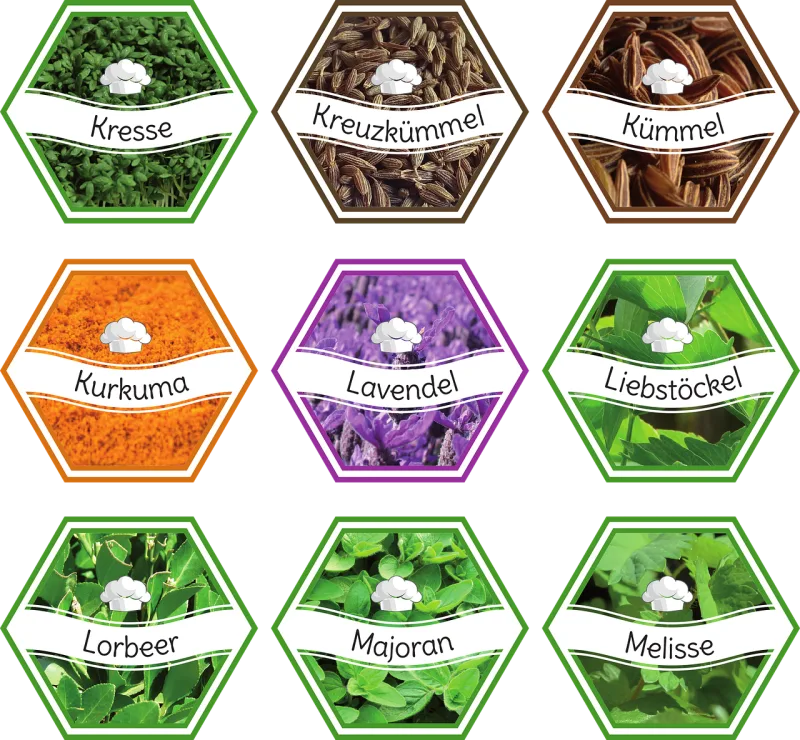 Herbs Spices Label Stickdatei – Blumen