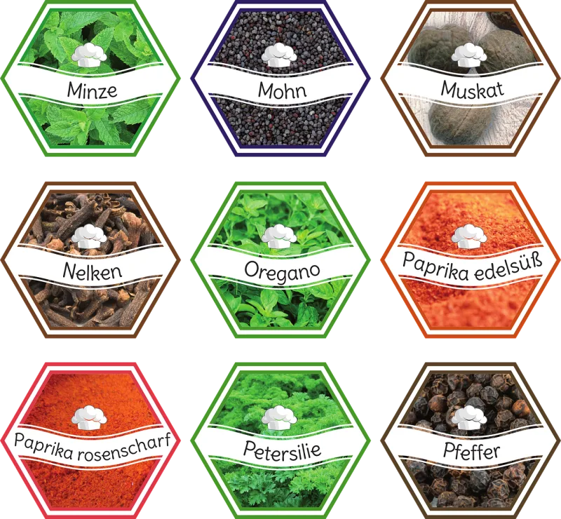 Herbs Spices Label Stickdatei – Blumen
