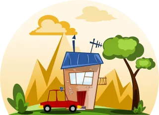 House Car Mountains Stickdatei – Fahrzeuge