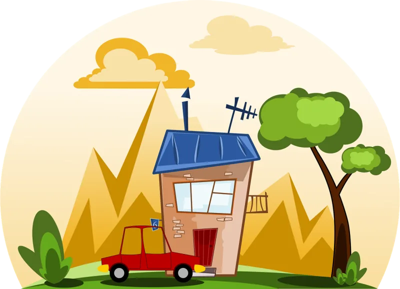 House Car Mountains Stickdatei – Fahrzeuge