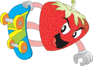 Strawberry Skateboarder Skateboard Stickdatei