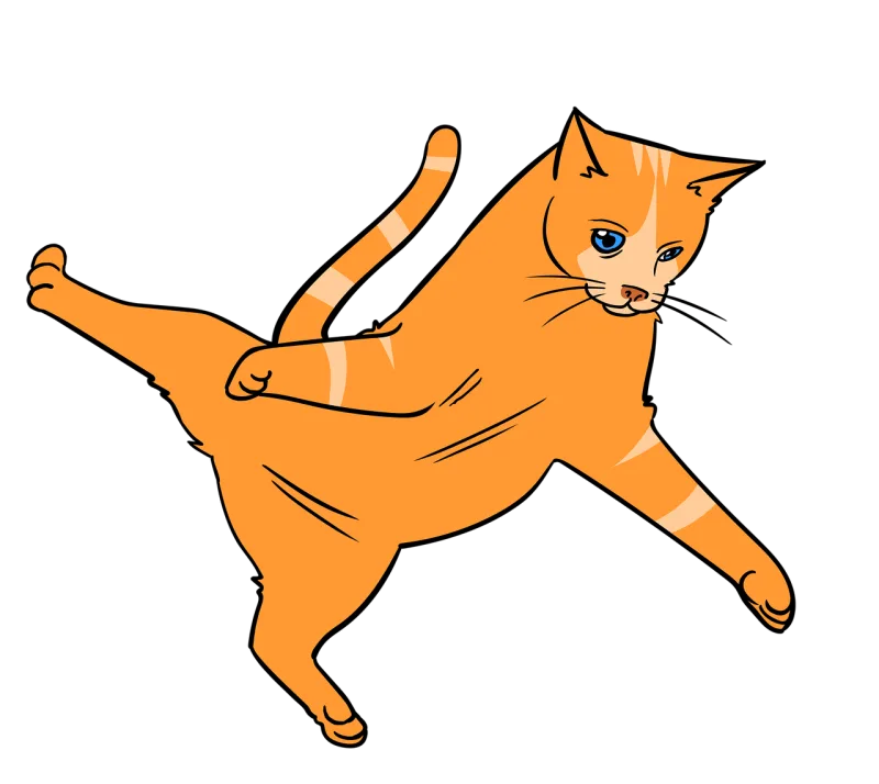 Jumping cat Action Yellow cat Stickdatei – Tiere