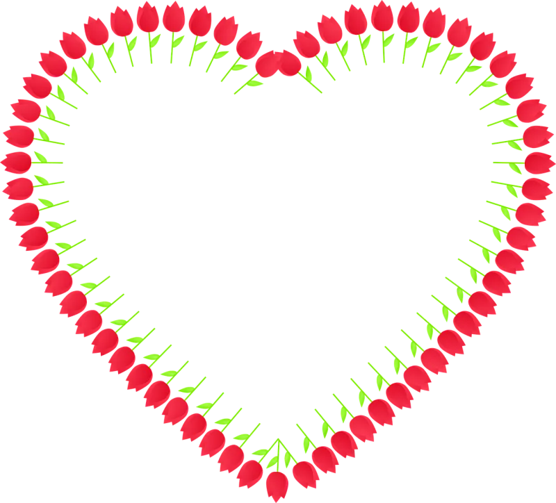 Tulips Heart Love Stickdatei – Blumen