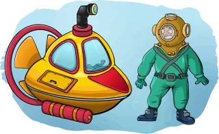 Bathyscaphe Diver Underwater Stickdatei