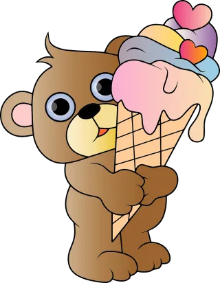 Teddy bear Ice cream Cartoon Stickdatei